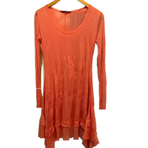Sun Light Volga Womens Scoop Neck Crinkle Pleated Mini Dress Ruffle Size US S-M